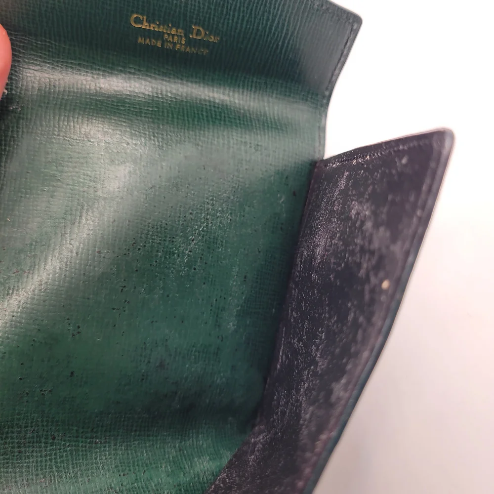 Christian Dior Leather Vintage Green Wallet
